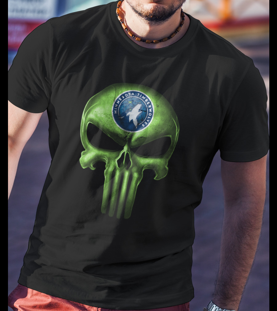 Minnesota Timberwolves Skull Emblem Dark Green T-Shirt