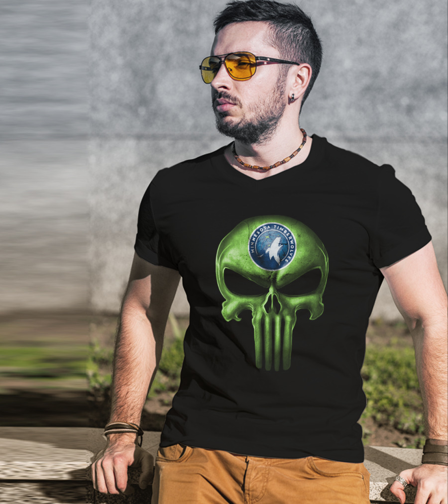 Minnesota Timberwolves Skull Emblem Dark Green T-Shirt