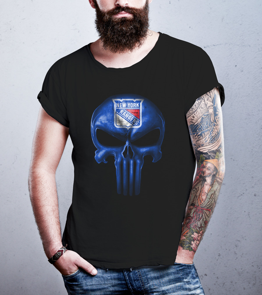 New York Rangers Skull Punisher Logo Fusion T-Shirt