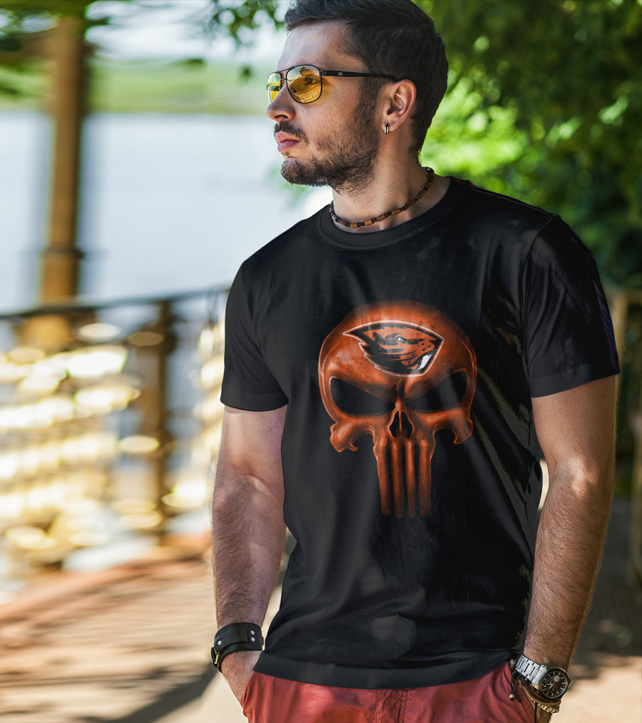 Oregon State Beavers Skull Punisher T-Shirt