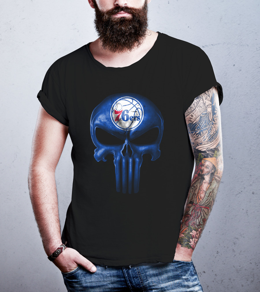 Philadelphia 76ers Punisher Skull T-Shirt