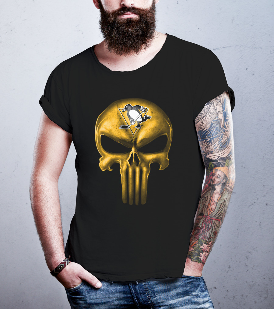 Pittsburgh Penguins Skull Punisher Mashup T-Shirt