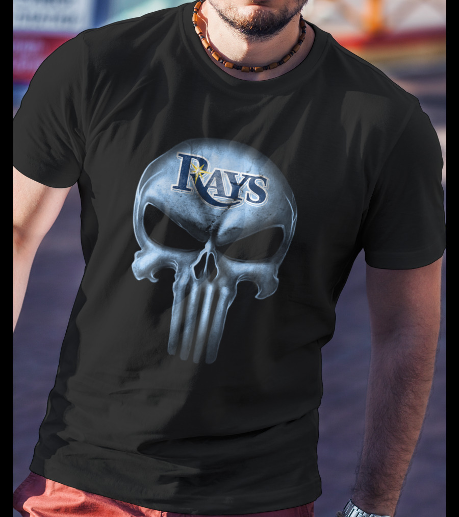 Tampa Bay Rays Skull Logo Fusion T-Shirt