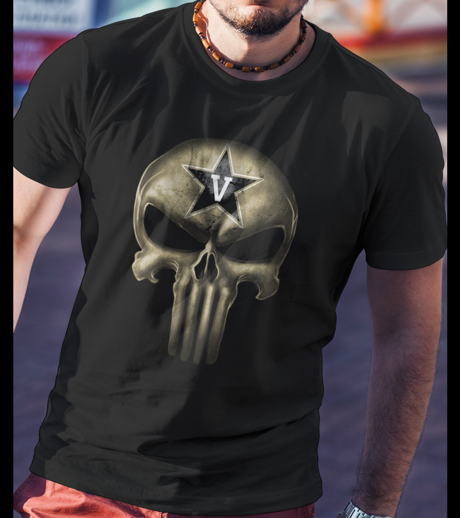 Vanderbilt Commodores Skull Punisher T-Shirt