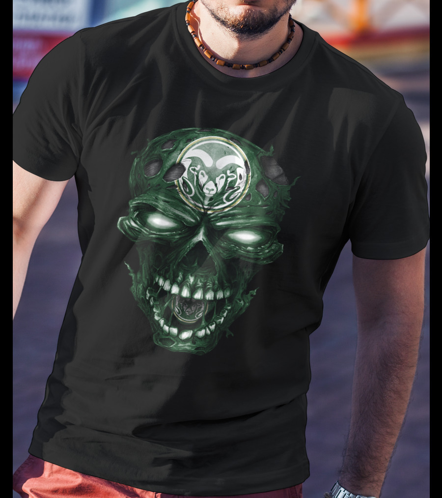 Colorado State Rams Skull Dark Green Flesh T-Shirt