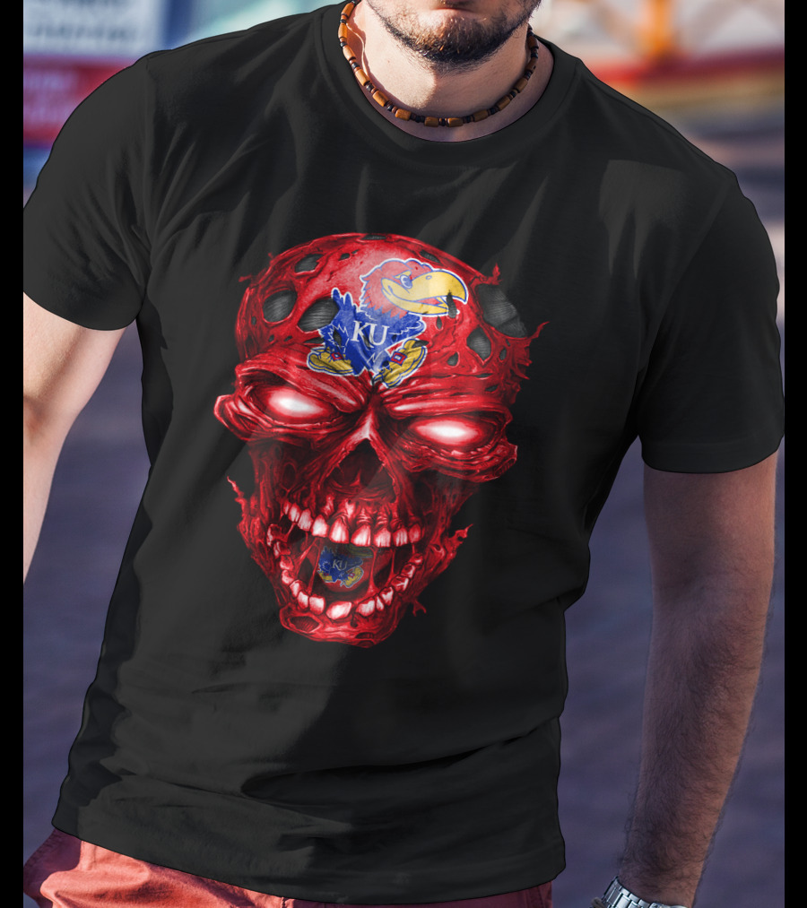 Ku Kansas Jayhawks Skull T-Shirt