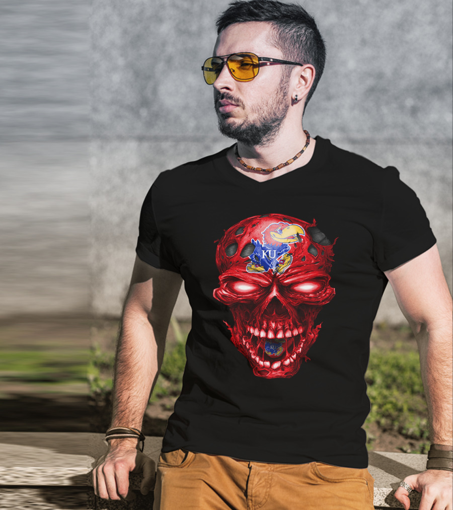 Ku Kansas Jayhawks Skull T-Shirt