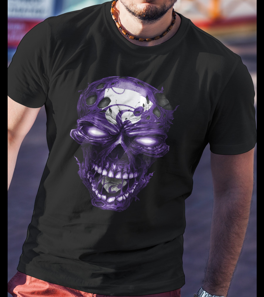 Kansas State Wildcats Purple Skull With Team T-Shirt
