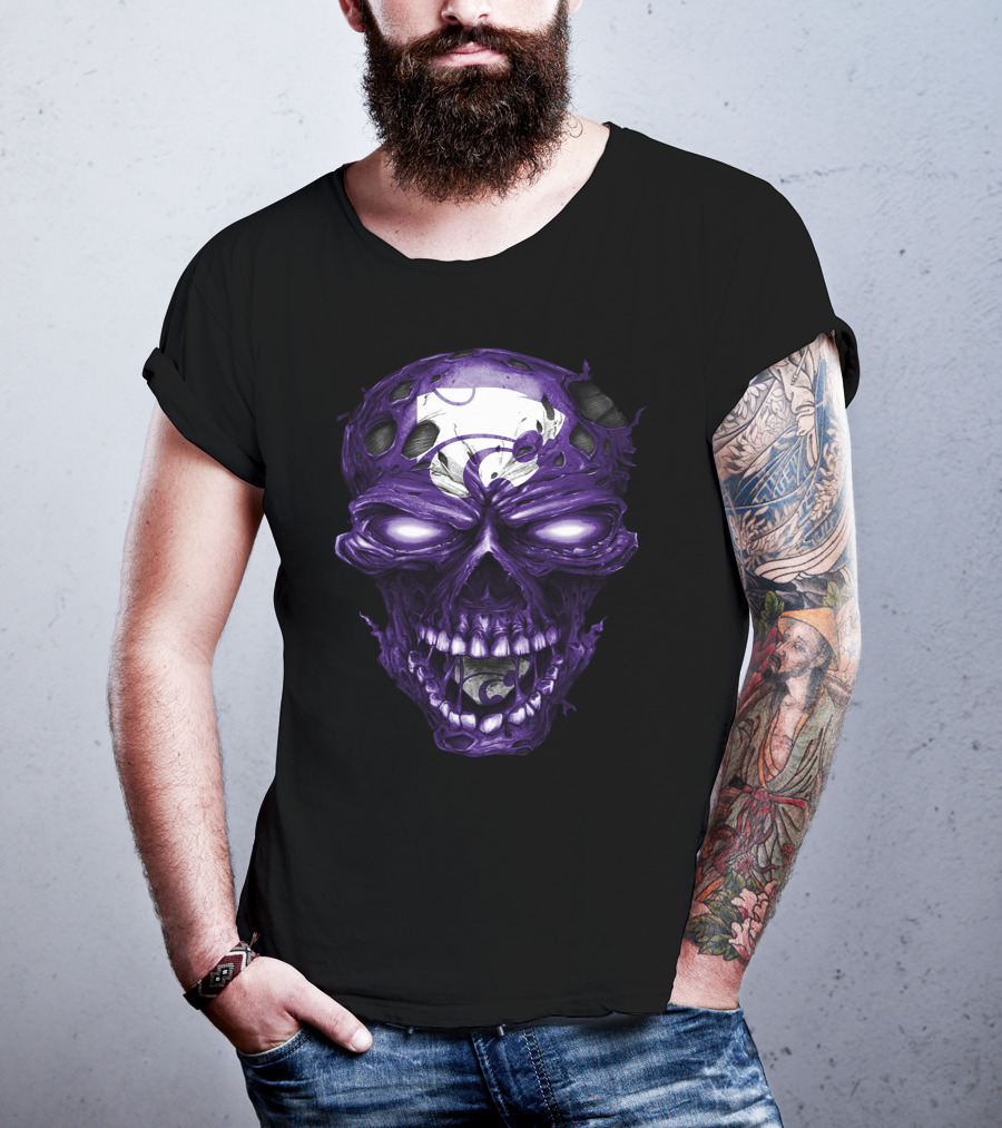 Kansas State Wildcats Purple Skull With Team T-Shirt