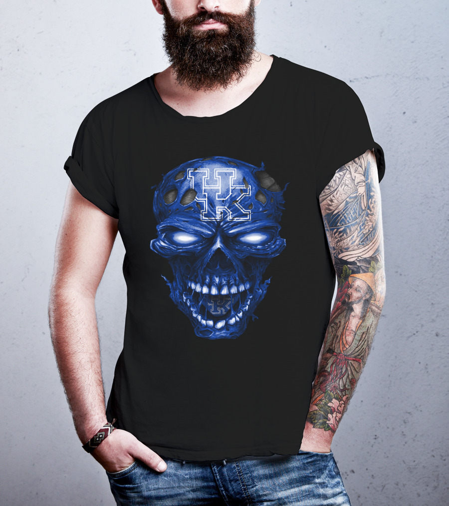Kentucky Wildcats Blue Skull With Uk T-Shirt