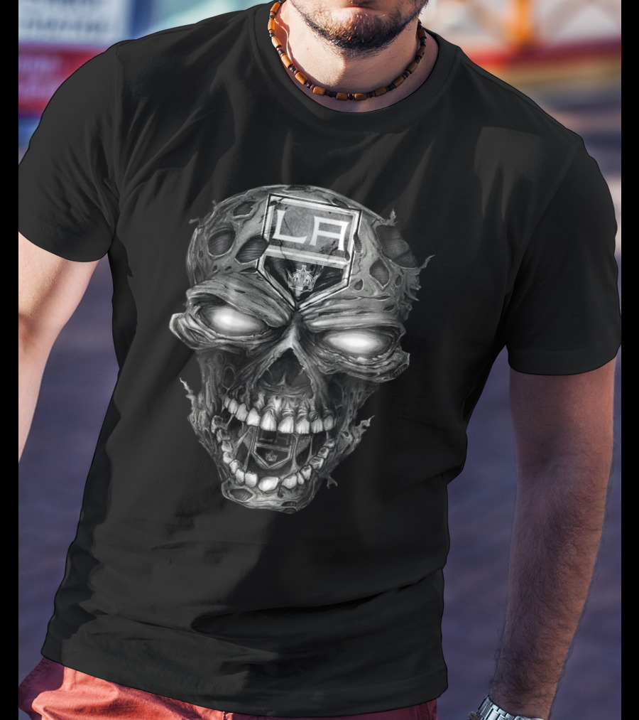 La Kings Skull Design Los Angeles Hockey Team T-Shirt