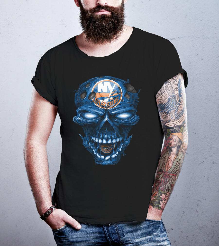 Ny Islanders Skull Logo Ice Hockey T-Shirt