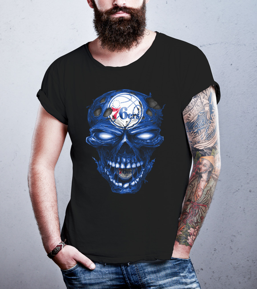 Philadelphia 76ers Skull Basketball T-Shirt