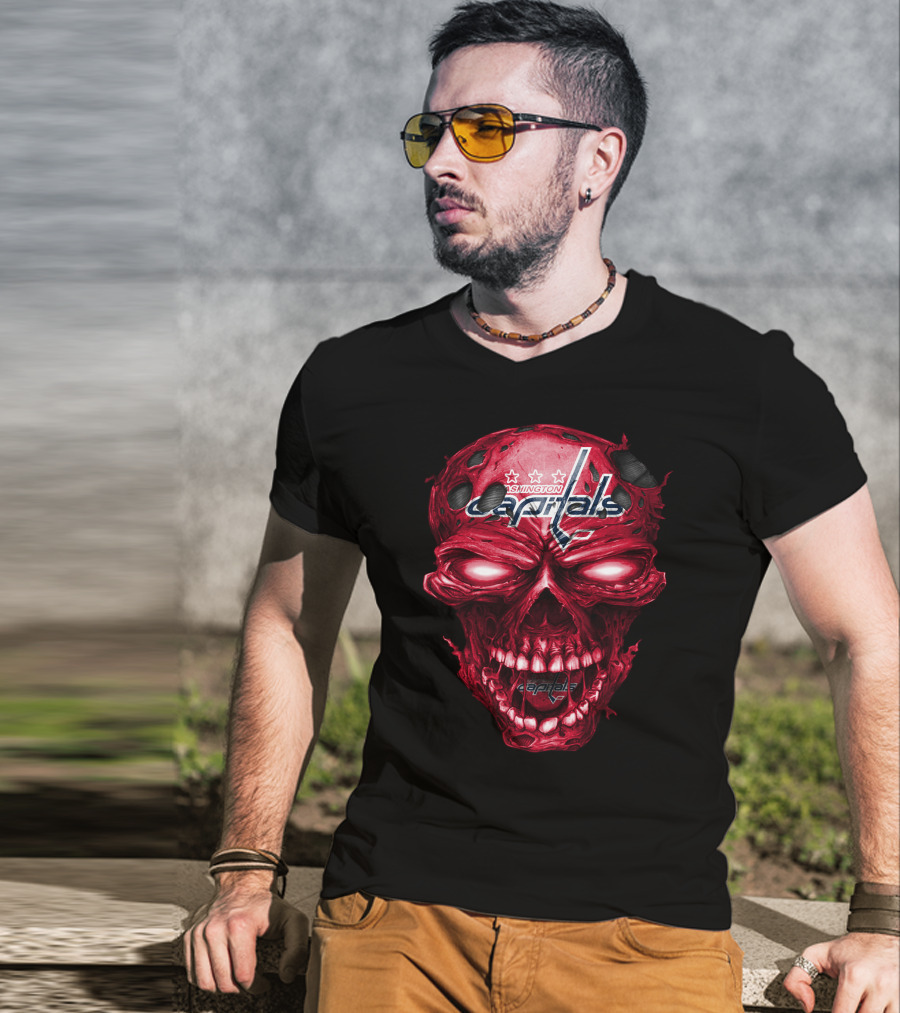 Washington Capitals Skull Logo Hockey T-Shirt