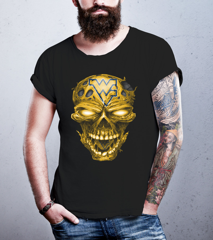 West Virginia Mountaineers Skull Design With Wv T-Shirt