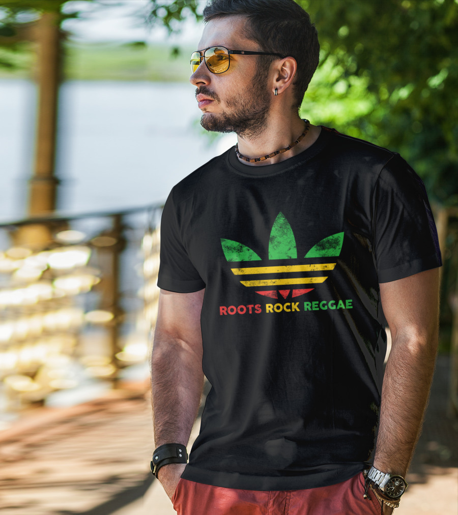 Roots Rock Reggae Three Stripe Leaf T-Shirt
