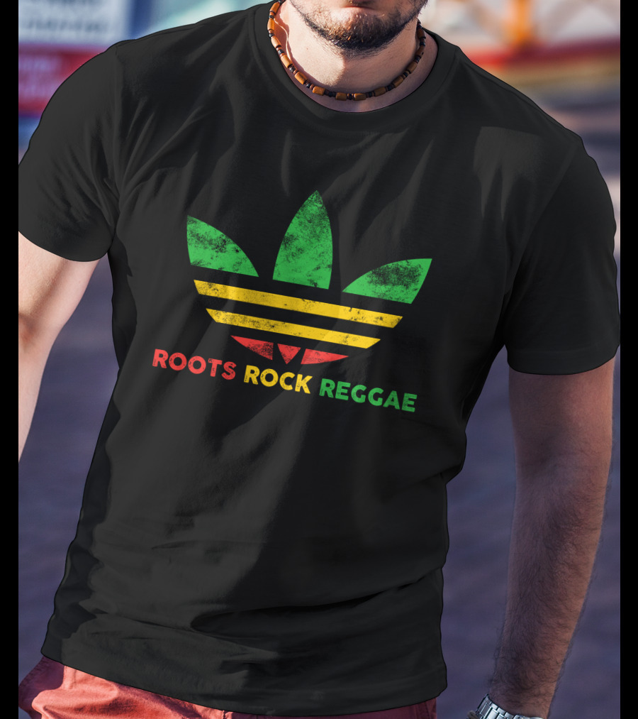 Roots Rock Reggae Three Stripe Leaf T-Shirt