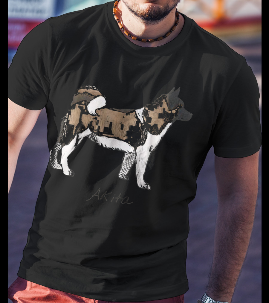 Akita Dog Illustration Fun Doggy T-Shirt