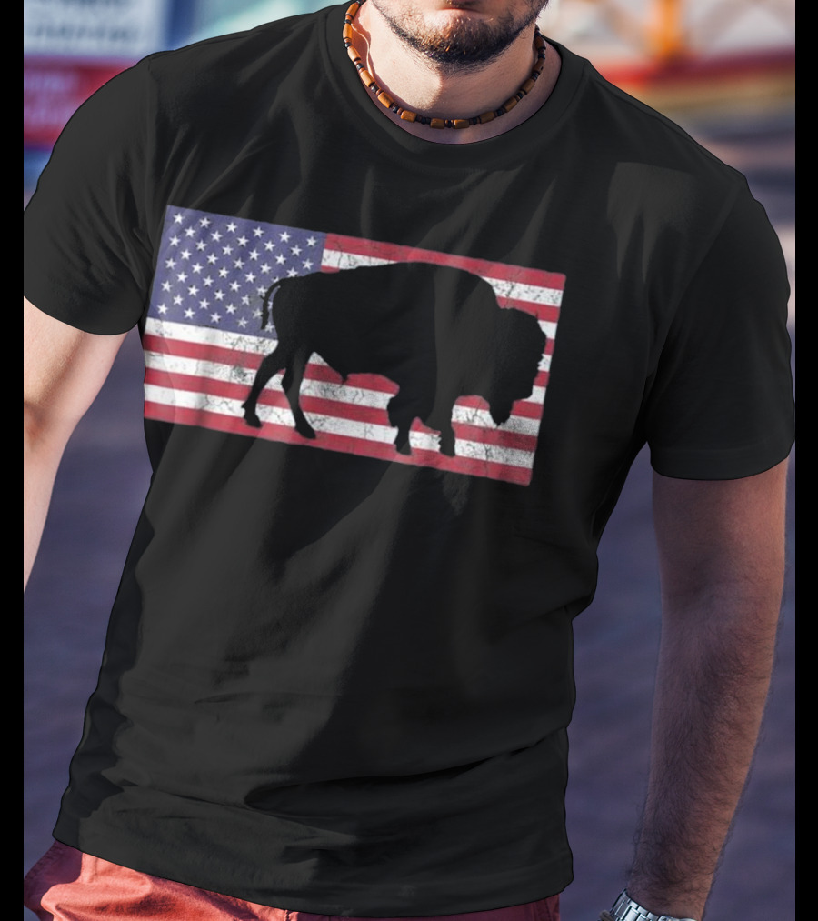 American Flag USA Buffalo Patriotic T-Shirt
