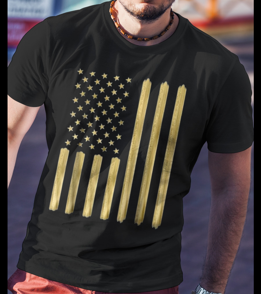 American Flag Faux Gold Paint T-Shirt
