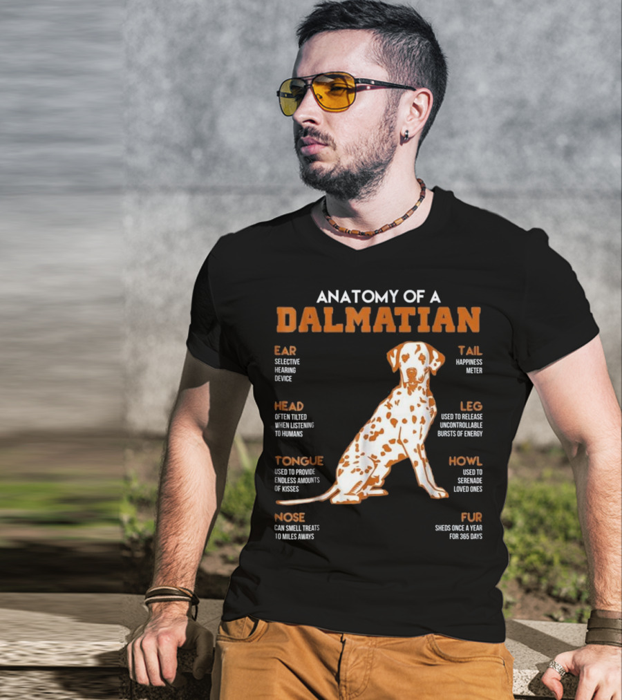 Anatomy Of A Dalmatian Ear Head Tongue Nose Tail Leg Howl Fur T-Shirt