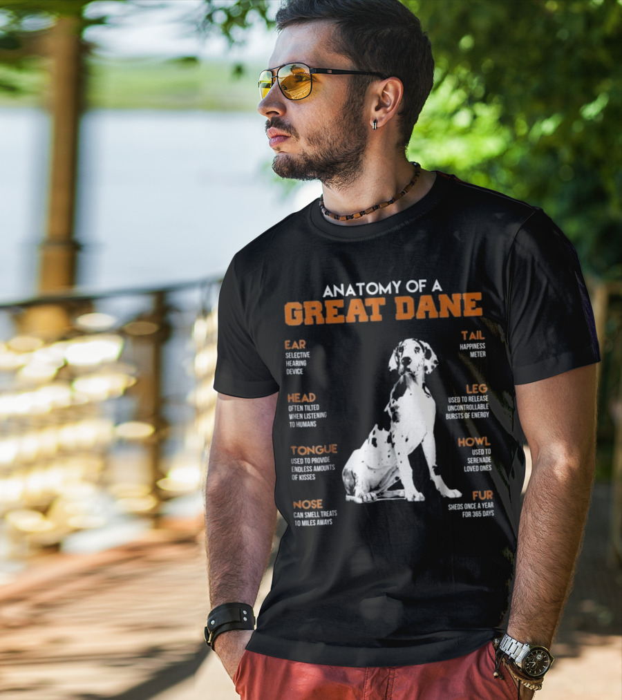Anatomy Of A Great Dane Ear Tail Head Leg Tongue Howl Nose Fur T-Shirt