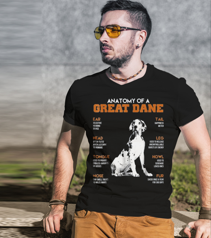 Anatomy Of A Great Dane Ear Tail Head Leg Tongue Howl Nose Fur T-Shirt