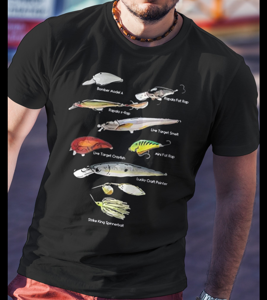 Bass Fish Lures Baits Bomber Rapala Live Target Lucky Craft Strike King T-Shirt