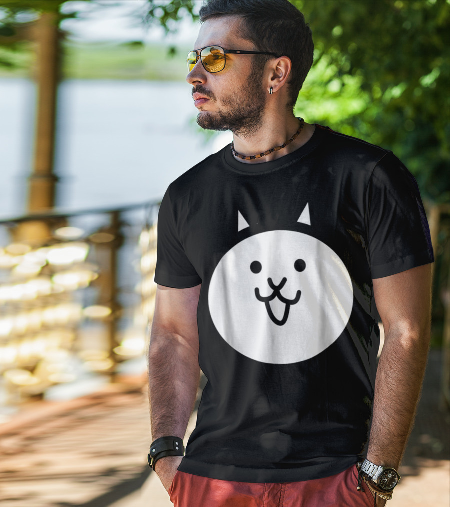 Battle Cat Meme Face Icon Cute Minimalist Circle T-Shirt