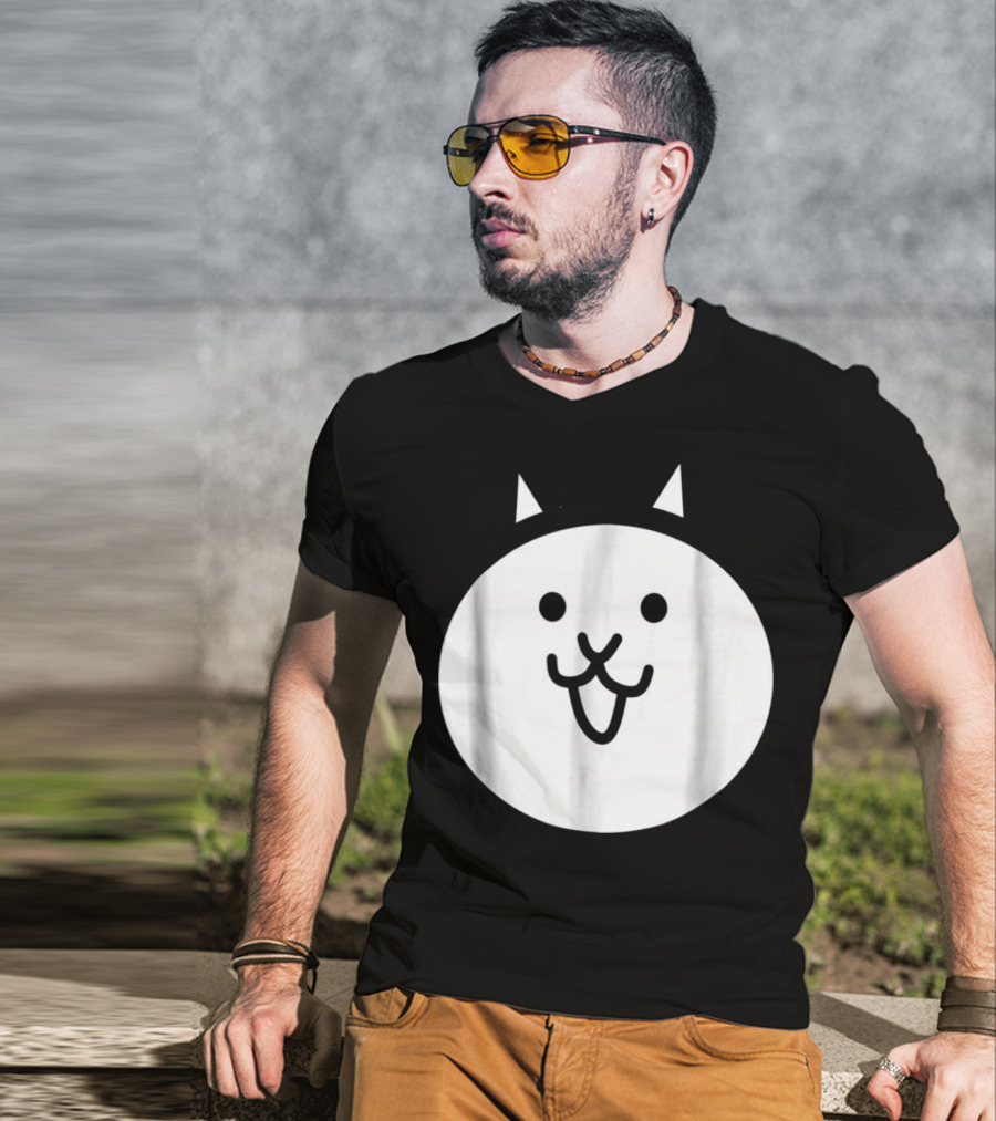 Battle Cat Meme Face Icon Cute Minimalist Circle T-Shirt