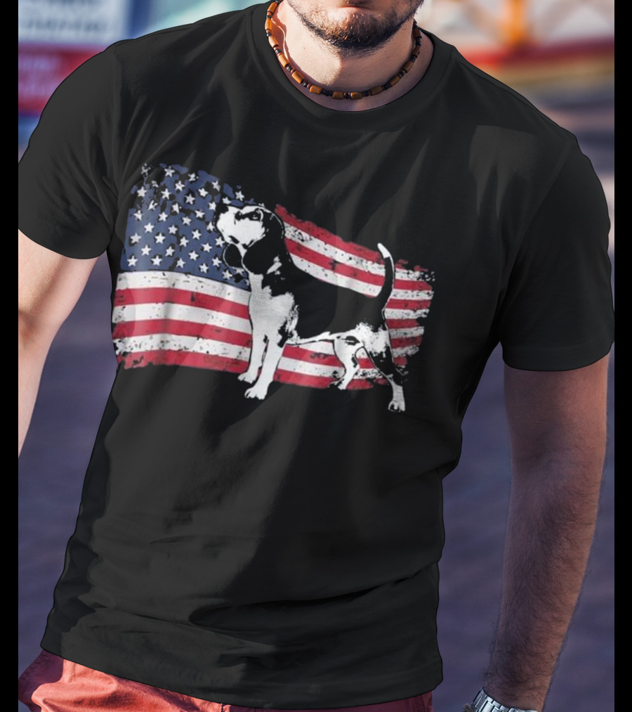 Beagle Dog American Flag Fun T-Shirt