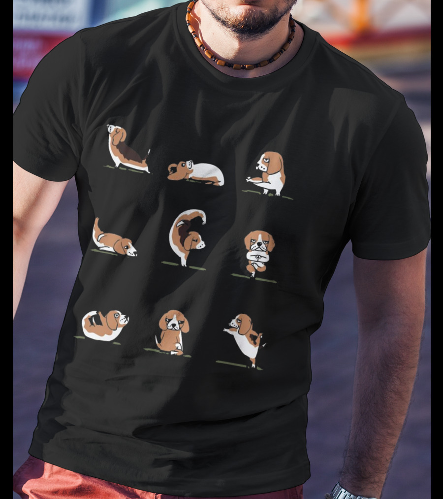 Beagle Yoga Poses Funny Hueb T-Shirt