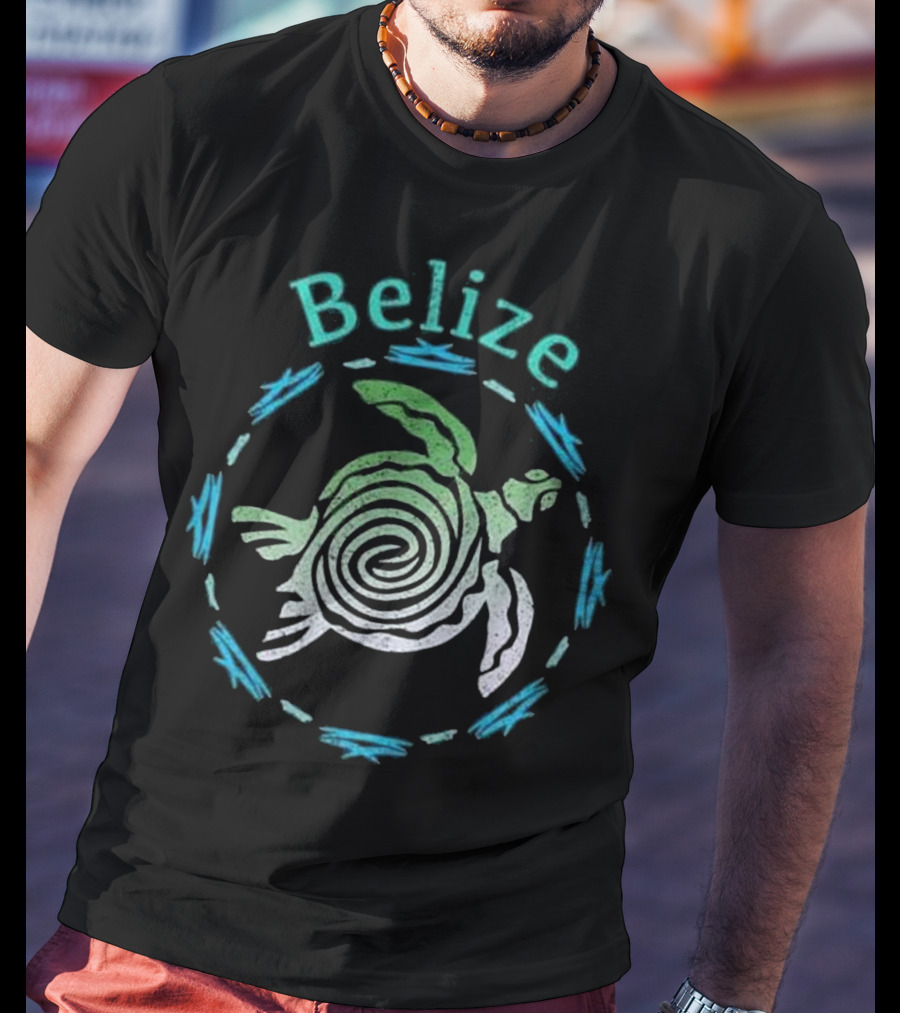 Belize Vintage Tribal Turtle Spiral T-Shirt