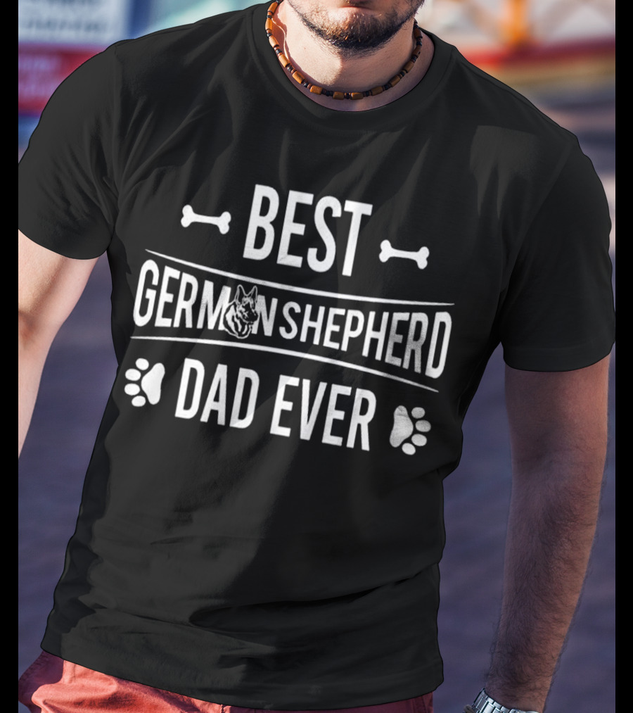 Best German Shepherd Dad Ever Paw Bones Dog Head T-Shirt
