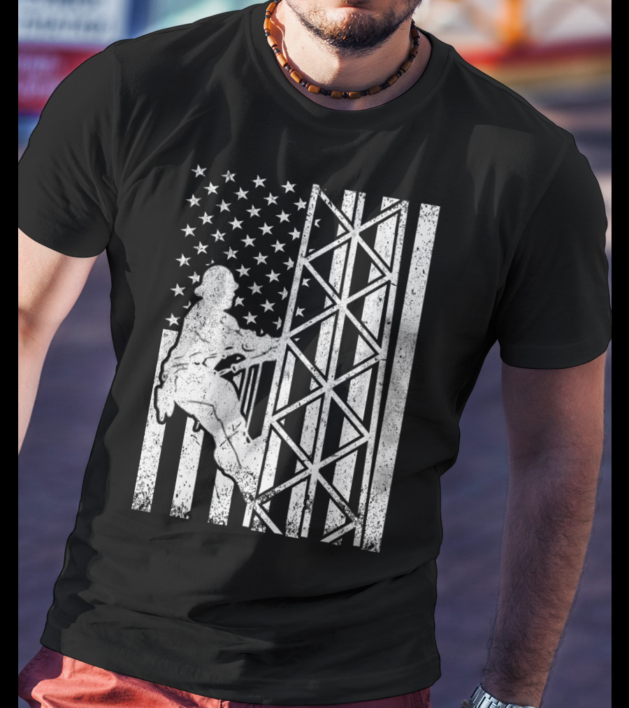 American Flag Tower Climbing T-Shirt