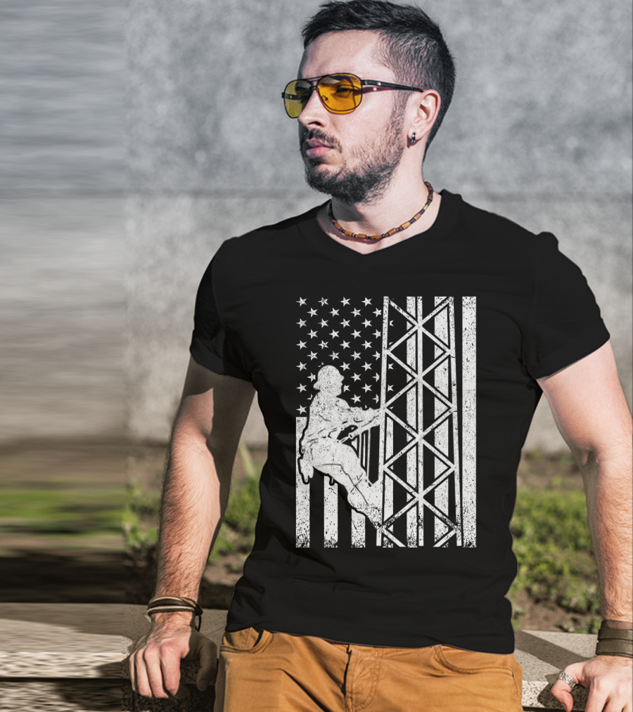 American Flag Tower Climbing T-Shirt