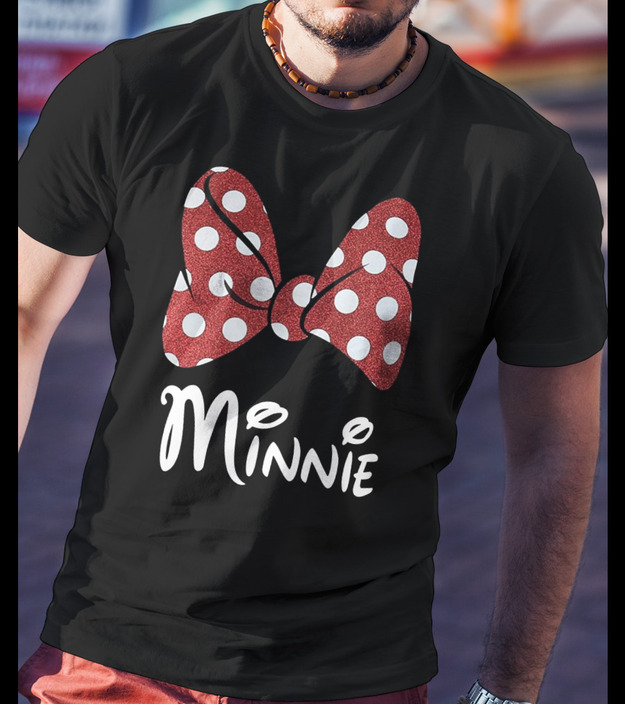Disney Minnie Mouse Glitter Bow Red Polka Dot Minnie T-Shirt