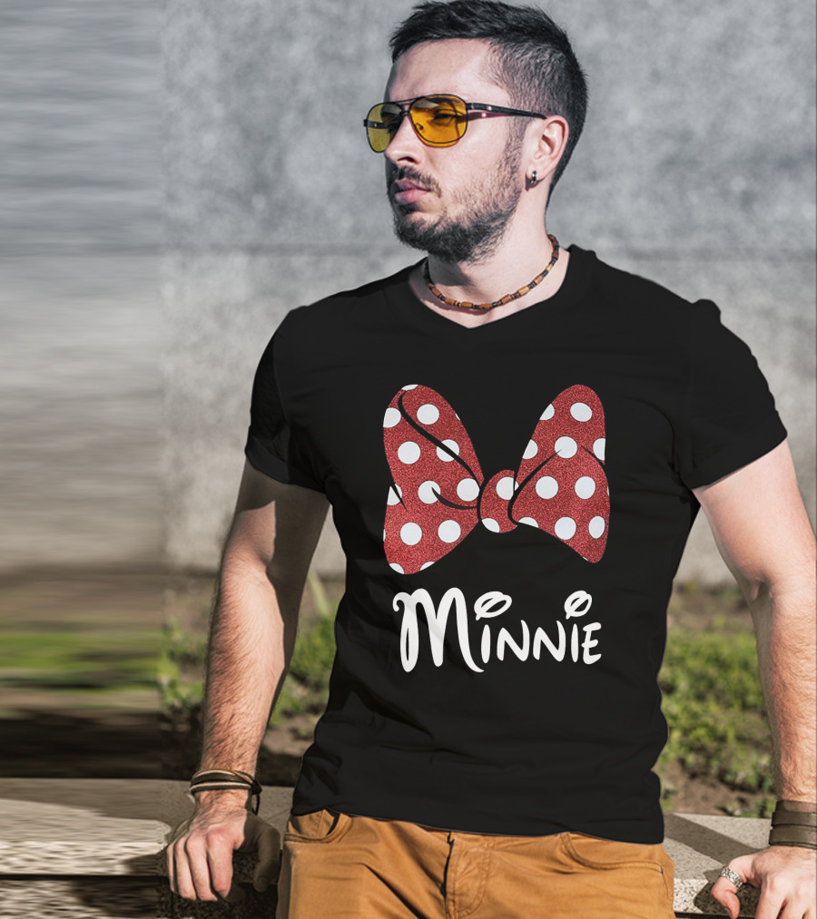 Disney Minnie Mouse Glitter Bow Red Polka Dot Minnie T-Shirt