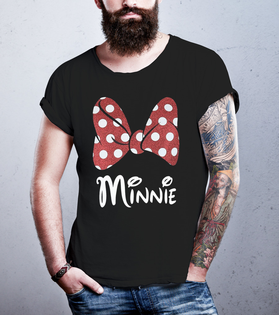 Disney Minnie Mouse Glitter Bow Red Polka Dot Minnie T-Shirt