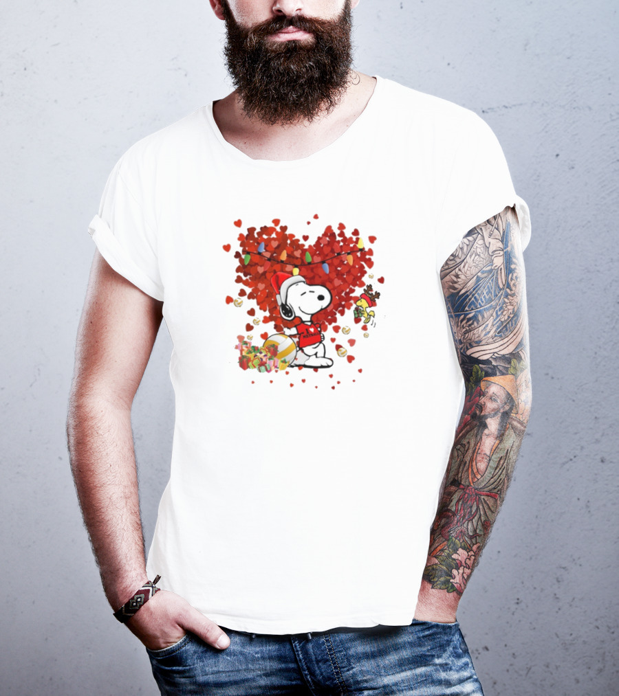 Snoopy Christmas Love Netball Heart T-Shirt