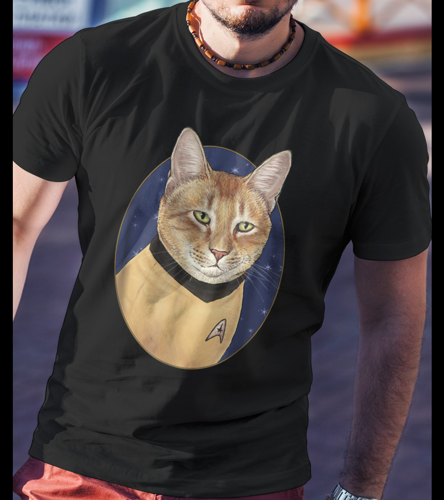 Cat Captain Kirk Starfleet Uniform Star Trek T-Shirt