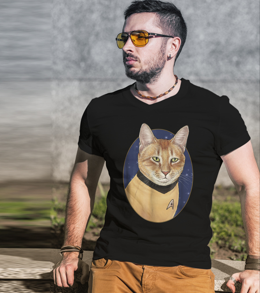 Cat Captain Kirk Starfleet Uniform Star Trek T-Shirt