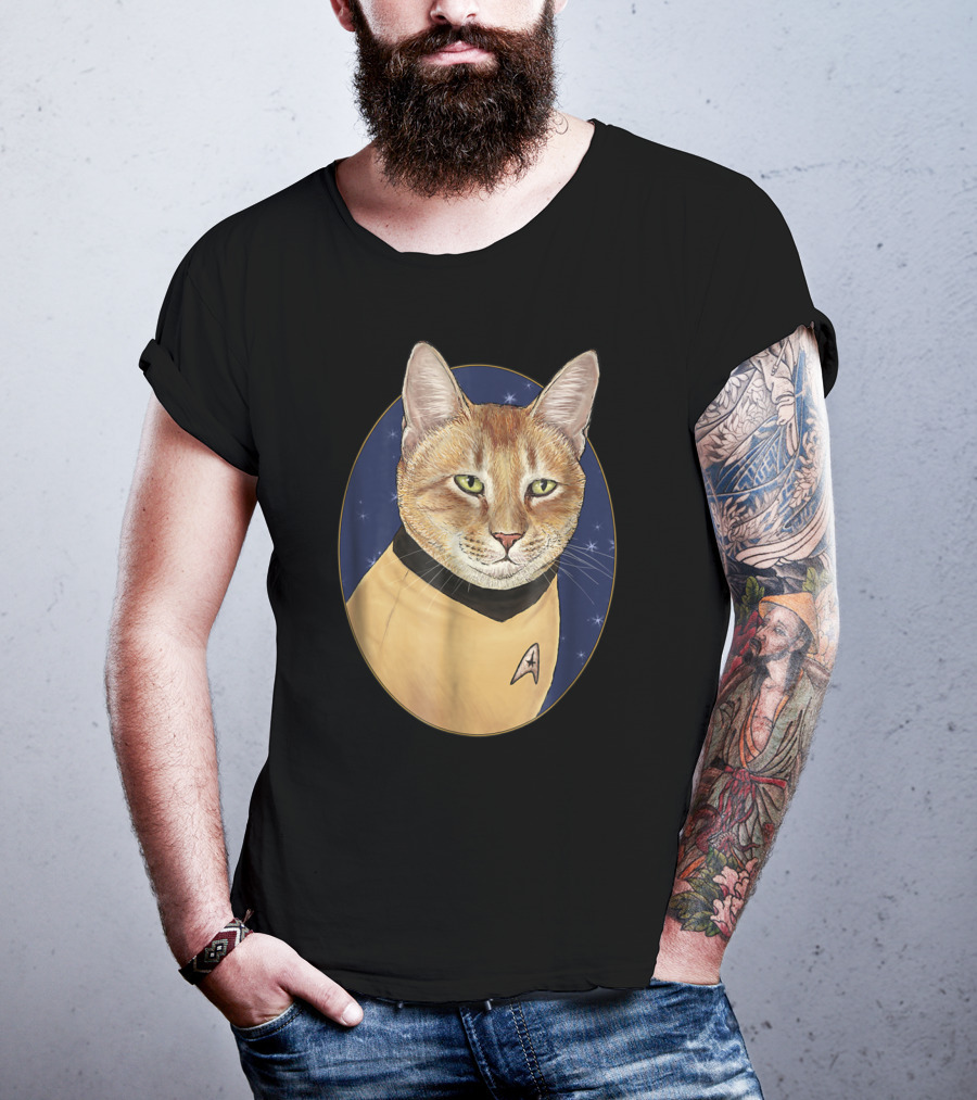Cat Captain Kirk Starfleet Uniform Star Trek T-Shirt