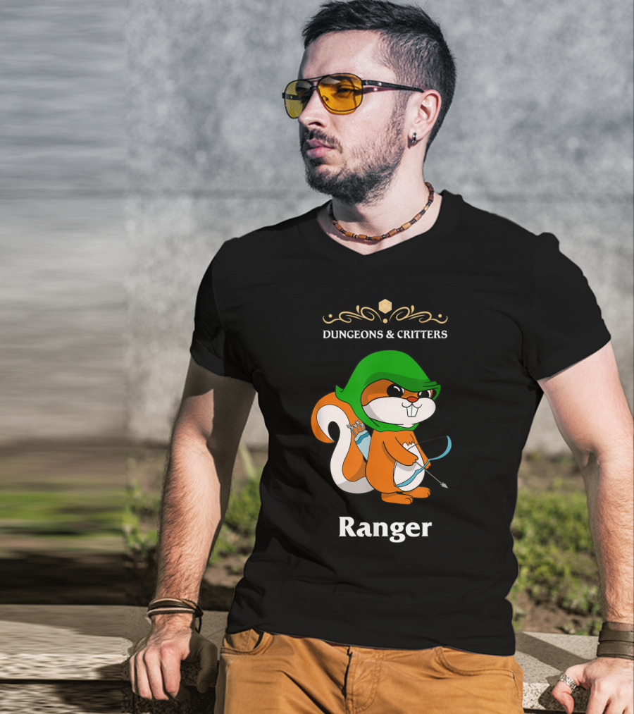 Dungeons And Critters Squirrel Ranger Bow And Arrows T-Shirt