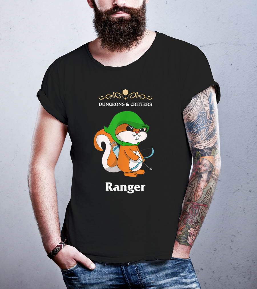 Dungeons And Critters Squirrel Ranger Bow And Arrows T-Shirt