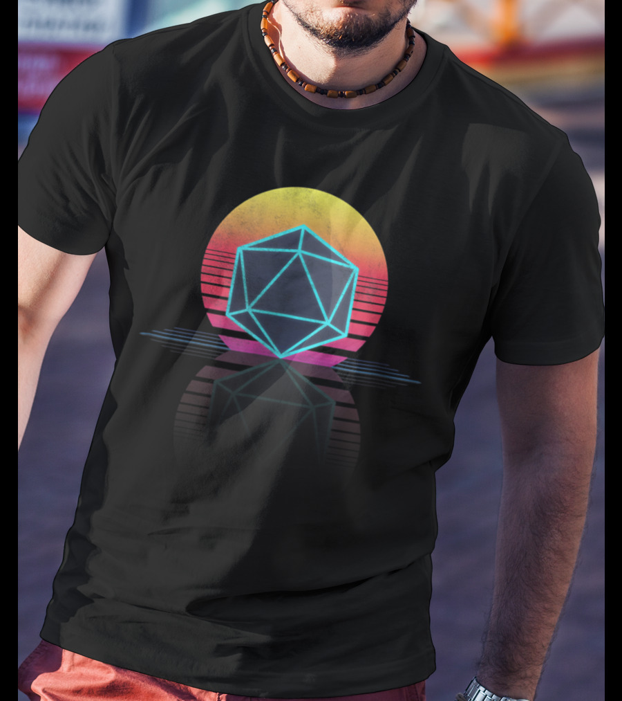 Old School Gamer Geek Dice Gaming RPG Neon T-Shirt