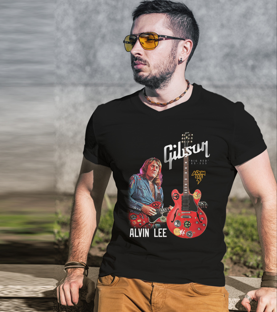 Gibson Big Red ES-335 Alvin Lee Guitar Iconic Rock Legend T-Shirt