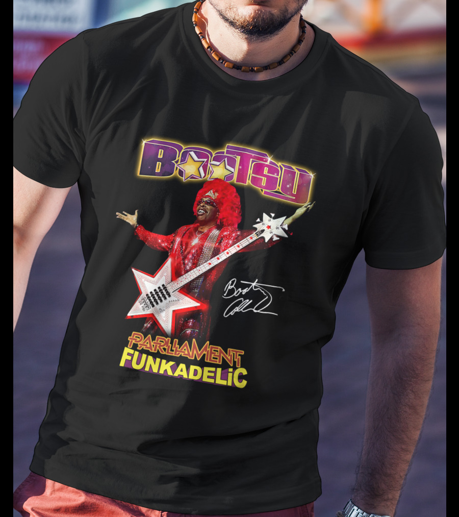 Bootsy Collins Parliament Funkadelic Star Bass Guitar Signature T-Shirt