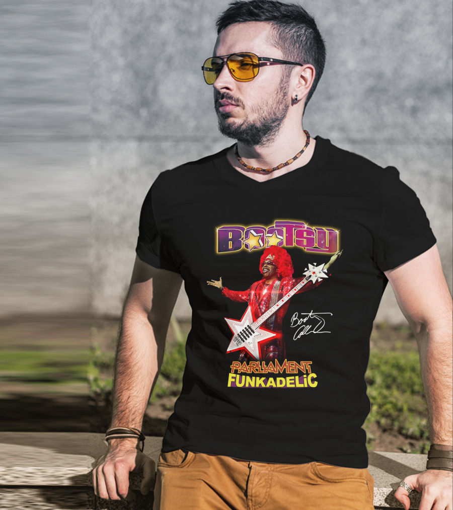 Bootsy Collins Parliament Funkadelic Star Bass Guitar Signature T-Shirt