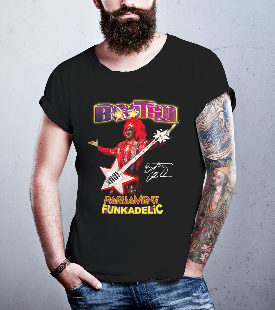Bootsy Collins Parliament Funkadelic Star Bass Guitar Signature T-Shirt